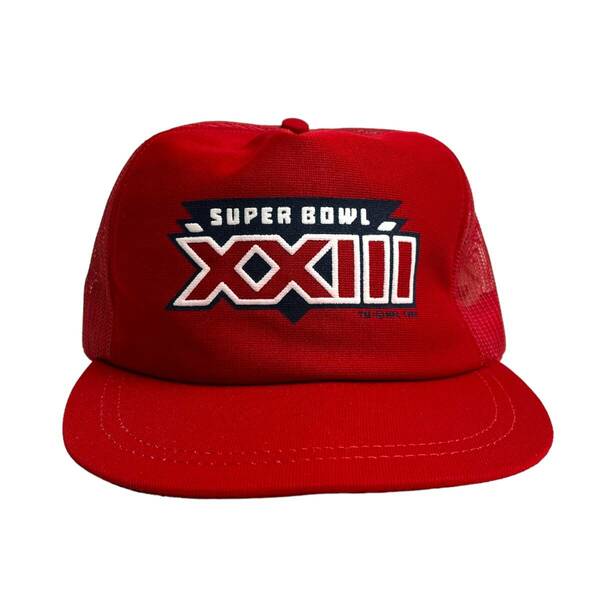【キャップ / 帽子】1988年 MADE in USA　Superbowl XXIII　ビンテージ　メッシュキャップ　アメリカンフットボール　アメフト