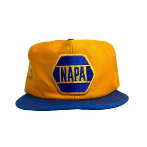 【キャップ/帽子】NAPA(ナパ) メッシュキャップ ツートンカラーキャップ ワッペン イエロー 黄色 ブルー 青 LOUISVILLE製