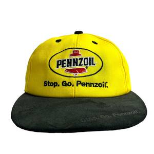 【キャップ/帽子】PENNZOIL (ペンゾイル) トラッカーキャップ ツートンカラー 刺繍ロゴ イエロー ブラック 黄色 黒