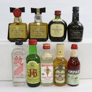 【9本セット】アルコール ミニチュアボトル各種（サントリー ローヤル SR 43％ 50ml 等）X24B290063