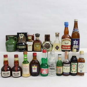 【18本セット】アルコール ミニチュアボトル各種（チェッカーズ 43％ 48ml 陶器（重量 159g）等）S24A220083