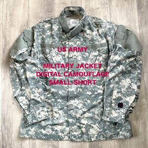 【ミリタリージャケット】US ARMY アーミー ヴィンテージ 古着 アウター シャツ 迷彩柄 デジカモ メンズ S ショート丈