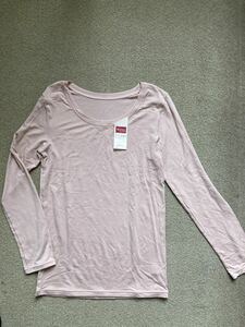  Wacoal Wacoal wing Wing L size acrylic fiber rayon inner shirt pink long sleeve U neck KL9403 lady's underwear unused 