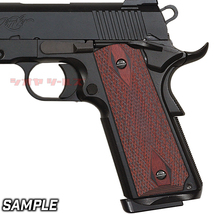 ◆送料無料◆艶無・天然木◆ マルイ M1911用 COLT タイプ チェッカードWOOD GRIPS BROWN ( MEU ウッド グリップ ガバメント 木製 S_画像6