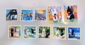 使用済み切手　満月印　リサとガスパール　記念切手　10枚セット　82円切手　2019年