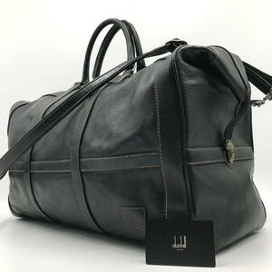 美品/定価35万●ダンヒル dunhill メンズ ビジネス 大容量 ボストンバッグ ハンド トート ショルダー 2way レザー ブラック 黒 書類鞄