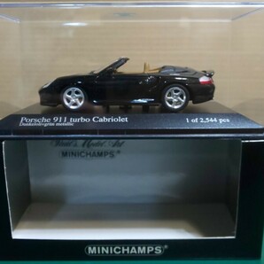 ☆美品 ☆未展示 ☆ミニチャンプス 1/43 ポルシェ 911 turbo Cabriolet 2003 グリーン メタリック 400 062732の画像4