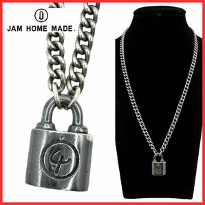 JAM HOME MADE ジャムホームメイド SILVER シルバー 925 AG ロゴ 南京錠 パドロック 鍵 キー ペンダントトップ 喜平 チェーン ネックレスの画像1