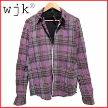 wjk ダブルジェイケイ HOOK CHECK SHIRT シワ加工 皺加工 フック ホック 長袖 オープンカラー チェック シャツ ジャケット L junhashimoto_画像1