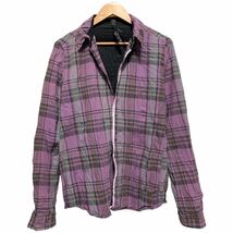 wjk ダブルジェイケイ HOOK CHECK SHIRT シワ加工 皺加工 フック ホック 長袖 オープンカラー チェック シャツ ジャケット L junhashimoto_画像3