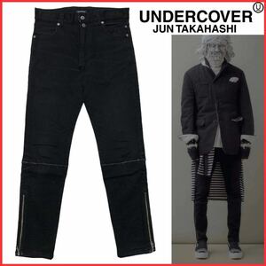 名作 UNDERCOVERISM アンダーカバイズム 21AW 裾 ジップ ZIP 切替 ストレッチ スキニー ハギ デニム パンツ ハギパン 黒 1 高橋盾 JONIO