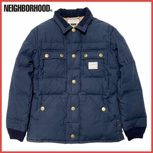 名作 NEIGHBORHOOD ネイバーフッド H.D./C-SHIRT.LS 13AW ビンテージ リブ コーデュロイ 切替 ナイロン ダウン ジャケット ブルゾン M