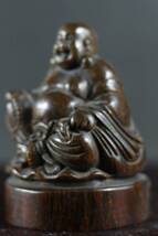 4295KN.3 多宝閣■ 仏像 仏教美術 【手彫りの弥勒仏です】 中国骨董 置物 工芸品 時代物 珍品旧蔵 伝世家珍 孤品_画像7