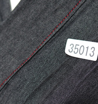 着物 単品 デニム生地 女性用 カジュアル着物 長着 Mサイズ L・Deen グレー ステッチの色は赤 新品（株）安田屋 NO35013_画像3