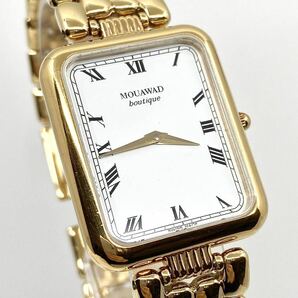 MOUAWAD boutique 腕時計 サファイアクリスタル ローマン 2針 クォーツ quartz Swiss ゴールド 金 モウワード Y586の画像4