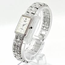 SEIKO Exceline 腕時計 ストーン レクタンギュラー バーインデックス 2針 クォーツ quartz シルバー 銀 セイコー エクセリーヌ Y648_画像2