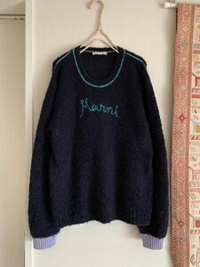 マルニ　ロゴ　ネイビー　ニット　紺　セーター　トップス　ニットセーター MARNI