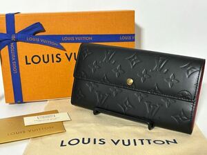 1円《極美品》LOUIS VUITTON ルイヴィトン 長財布 ヴェルニ モノグラム ポルトフォイユ サラ ブラック レッド 男女兼用 