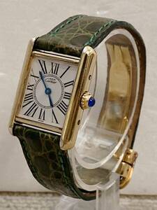 Cartier VERMEIL Tank Quartz Argent 925 カルティエ タンク エージェント 腕時計 クォーツ 稼働品 