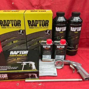 正規輸入品 U-POL製のRAPTOR LINER 2L 塗装ガンセットラプターライナー ブラック　ベッドライナー ザラザラ塗装