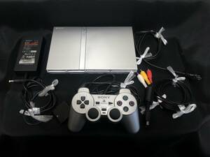 PS2 プレイステーション２ 本体 SCPH-79000 ★ サテンシルバー silver コントローラー セット ケーブル ★