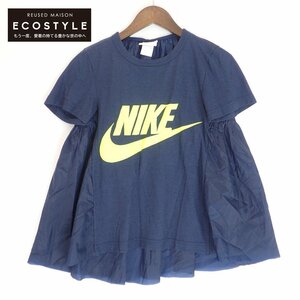 【美品/1円】sacai サカイ ｘNIKEナイキ 802247-451 コットンxナイロン ケープTシャツ/ トップス XS ネイビー レディース