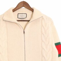 美品/国内正規 GUCCI グッチ 599311 ケーブルニット ボンバー ジャケット XS ホワイト メンズ_画像3