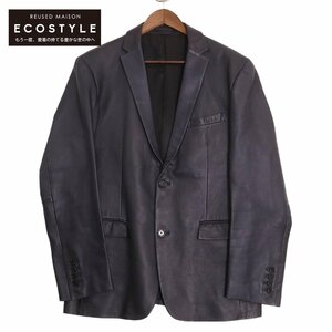 BURBERRY BLACK LABEL バーバリーブラックレーベル ネイビー ラムレザー ジャケット ネイビー LL ジャケット レザー メンズ 中古