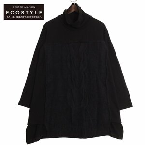 Y's ワイズ 22AW YE-T13-165 ブラック ドッキングデザイン ハイネックニット ブラック 2 トップス ウール レディース 中古