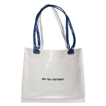 新品同様/ SEE YOU YESTERDAY シーユーイエスタディ Bi-color bag バイカラー エナメル トートバッグ ホワイト/ブルー レディース_画像4