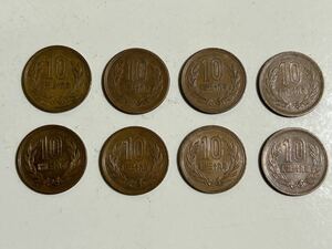 流通硬貨 やや美品 10円硬貨『昭和39年8枚セット』10円銅貨 画像が全て