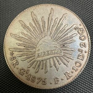 古錢　メキシコ　1875年 大型コイン　 Ac13 大型銀貨 貿易銀 重さ26.1g