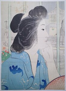 鏑木清方【いで湯の夕べ】■口絵 浮世絵 錦絵 美人画 木版画 摺物 明治45年 古書 和本 Ukiyoe