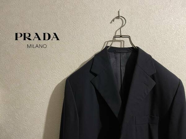◯ イタリア製 PRADA テーラード ジャケット / プラダ スーツ シングル 段返り３つボタン ネイビー 紺 46 Mens #Sirchive