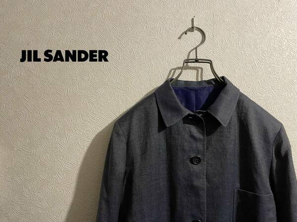 ◯ イタリア製 JIL SANDER リネン × シルク バルカラー ジャケット / ジルサンダー スラブ テーラード ブルー 青 34 Ladies #Sirchive