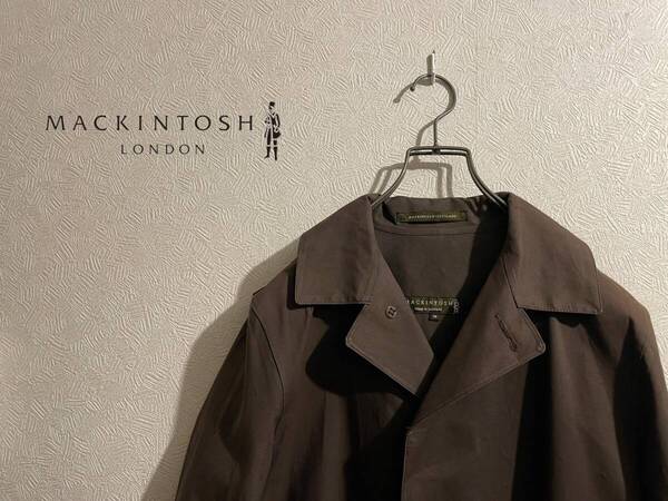 ◯ スコットランド製 MACKINTOSH ゴム引き コート / マッキントッシュ ステンカラー バルカラー ブラウン 36 Mens #Sirchive