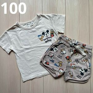 【H&M】ディズニー キャラクターTシャツ☆総柄ハーフパンツ セットアップ パジャマ 100 ミッキー ドナルド プルート チップ