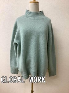 GLOBAL WORK グローバルワーク 薄い青緑 手触り柔らかニット サイズL