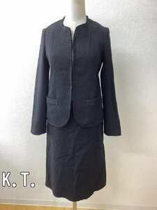  Katie -(K.T.) cotton Blend tweed suit jacket .. sleeve lining none size top and bottom ..9