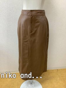 niko and... ニコアンド タグ付き未使用 エコレザースカート キャメルブラウン ウエストゴム サイズL