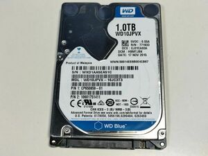 【使用時間4274時間】WD 1TB(1000GB) HDD WD10JPVX-16JC3T3 2.5インチ 9.5mm厚 CrystalDiskInfo正常判定【A51C】