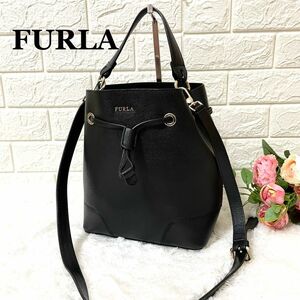 FURLA フルラ 巾着 2way ショルダーバッグ コンスタンザ 黒