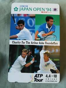 used . telephone card tennis JAPAN OPEN*94 Asahi life cup <110-011>50 frequency 