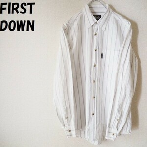 【人気】FIRST DOWN/ファーストダウン ストライプシャツ オフホワイト サイズM/1378