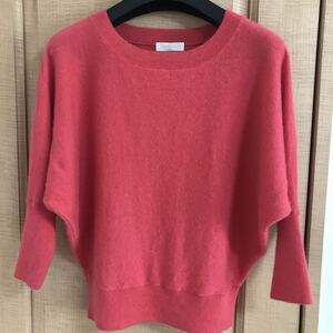 LE SOUK ルスーク カシミヤ100% ふわふわでやわらか 朱色 七分袖セーター size38 美品