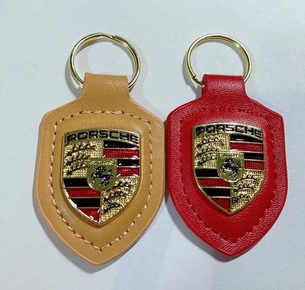 PORSCHE ポルシェ キーホルダー クレスト 赤と黄色2点セット