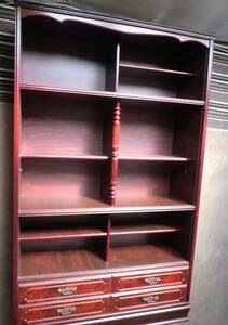 杢目 書棚 書架 高さ176cm コレクションボード フリーボード キャビネット 高級家具 飾り棚 赤褐色