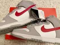 【1円スタート】 Nike Dunk High Club Light Smoke Grey and Gym Red 28.5cm US 10.5 赤箱 ナイキ ダンク ハイ 新品 未使用品 黒タグ _画像3