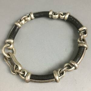 ut27/31 アンティーク シルバーブレスレット レザー SILVER メキシコ MEXICO 希少 激レア BRACELET バングル 革 ○