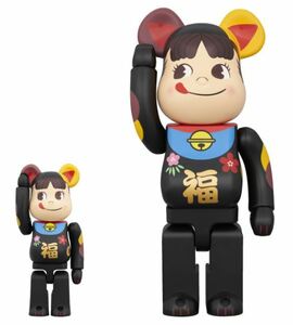 即送 国内正規品 新品 BE@RBRICK 招き猫 ペコちゃん 福 黒 100% & 400% ベアブリック ドール フィギュア 不二家 Fujiya PEKO 限定